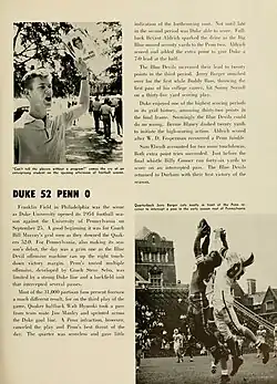 Image of the rival university’s yearbook from 1955 depicting article about Penn vs. Duke