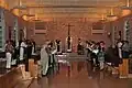 The Chapter Room. Usually the monks meet together in this room for daily religious instruction and meditation but this photo shows a ceremony with the abbot and guests.