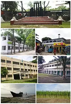 (clockwise from top):Central Shaheed Minar, Charbhadrasan Central Masque, Charbhadrasan Pilot High School, Jute Field, Gopalpur Ghat of Padma, Charbhadrasan Govt. College, Upazila Nirbahi Officer’s Office.