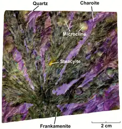 A sample of charoitite with frankamenite, Siberia, Russia