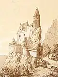 19th century drawing of Château du Girsberg