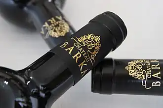 Chateau Barka Label. Black and Gold.