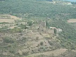 The chateau ruins in Coustaussa