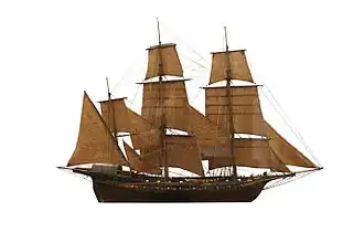Squared-rigged Polacca of the 1780-1815 period.