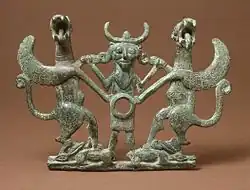 Luristan bronze horse bit cheekpiece with "Master of Animals" motif, about 700 BC