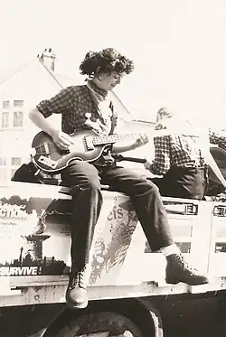The Chefs playing on the back of a truck during a CND march through South London, April 1981