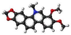 Ball-and-stick model of the chelerythrine molecule