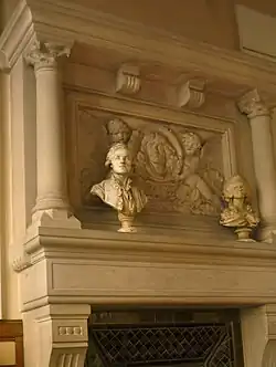Details of the ornate fireplace in the Salle des Actes.