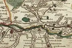 Color representation of an excerpt from an old map.