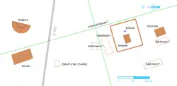 Map showing the location of ancient remains on a modern plan