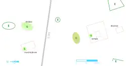 Color map of an ancient site with protohistoric remains marked.