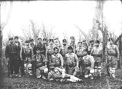 Cheta of Luka Ivanov, part of IMARO wearing mostly Bulgarian kalpaks