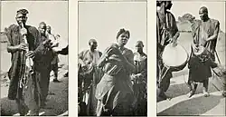 (1) A Kotoko musician (2) A musician playing a calabash rattle (3) Kotoko drummers