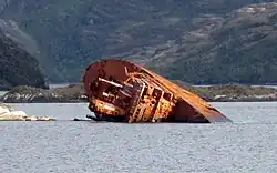 USS&nbsp;Riverside&nbsp;(APA-102) shipwreck in the Smyth Channel