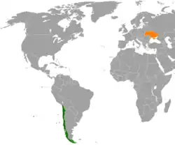 Map indicating locations of Chile and Ukraine