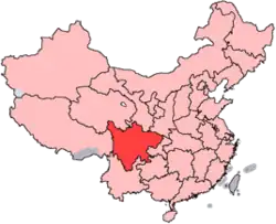 A map of China with Sichuan province highlighted