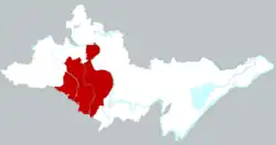 Location of the county in Jingzhou, Hubei