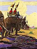 An illustration showing Cambodian prince Ang Eng leaving Bangkok in 1794/95 to return home and assume the throne.