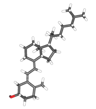Molecular structure of Vitamin D3 with the common reasons for use and the biological target.