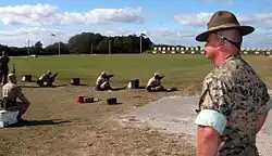Marine recruits learning basic marksmanship on the Chosin Range