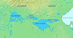 Map of the Chott el Djerid area