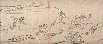 Image 12Chōjū-giga (12th century), traditionally attributed to a monk-artist Kakuyū (Toba Sōjo) (from History of manga)