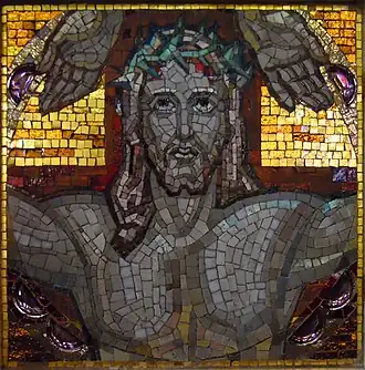 Mosaic of Christ (detail) on the pulpit