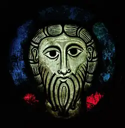 Romanesque stained glass window "Head of Christ" from Wissembourg (11th or 12th century)