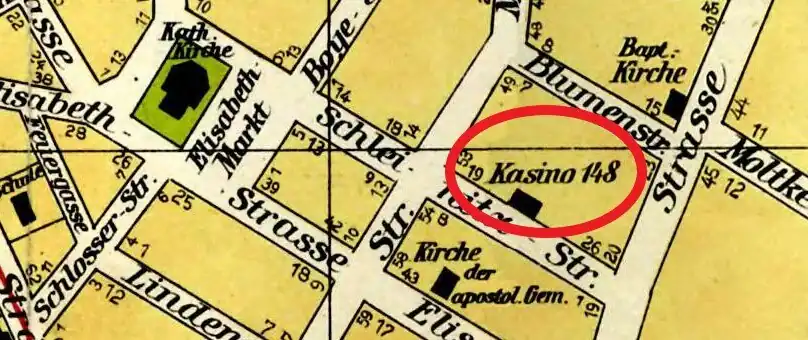 Officer's casino on a 1914 map