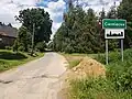 Ciermięcice – ę on a road sign in Poland