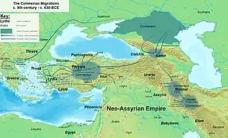 The Cimmerian migrations across West Asia and surrounding areas