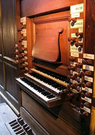 The organ keyboards.