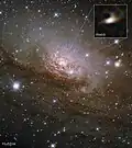 The Circinus Galaxy imaged by the Hubble Space Telescope, showing its central black hole imaged by the James Webb Space Telescope