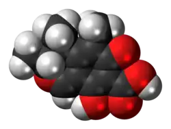 Space-filling model of the citrinin molecule