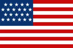Digital reconstruction of a 22 star "exclusionary" American flag raised by Peace Democrats in San Francisco, California in 1864[35]