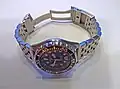 Stainless steel bracelet with opened deployant clasp.