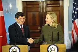February 13, 2012, Turkish Foreign Minister Ahmet Davutoğlu and U.S. Secretary of State Hillary Clinton in Washington, D.C.;
