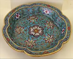 Qing dynasty cloisonné dish