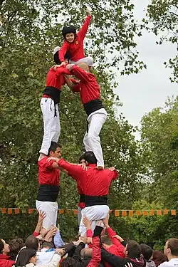 People building a human tower