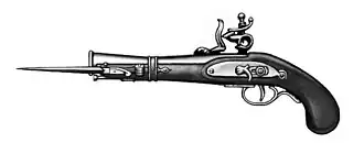 Georgian knife pistol with spring-loaded blade similar to the modern switchblade.