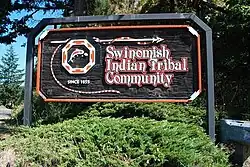 Sign at the entrance to the Swinomish Reservation