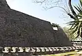 Section of serpent wall or coatepantli on the northwest side of pyramid