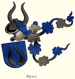 Coat of arms of the Dyre family.