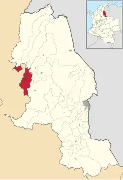Location of the municipality and town of Ocaña in the Norte de Santander Department of Colombia.