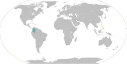 Map indicating locations of Colombia and Philippines