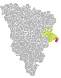 Location within the Yvelines department, the commune of Bièvres, in Essonne is in violet