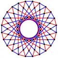 3{8}2, or , with 72 vertices in black, and 48 3-edges colored in 2 sets of 3-edges in red and blue[16]