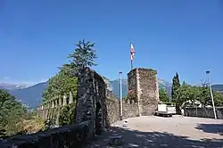 Keep / Sarrasine tower from the 12th century, ramparts, and public garden of the Sarrasine tower.