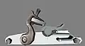 Console musket lock fired: original flintlock hammer with a piece of steel in its jaws would strike the pan-cover and detonate the percussion tube in the pan.