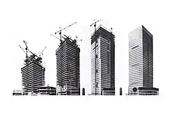 Vignette with sketches of the construction timelapse